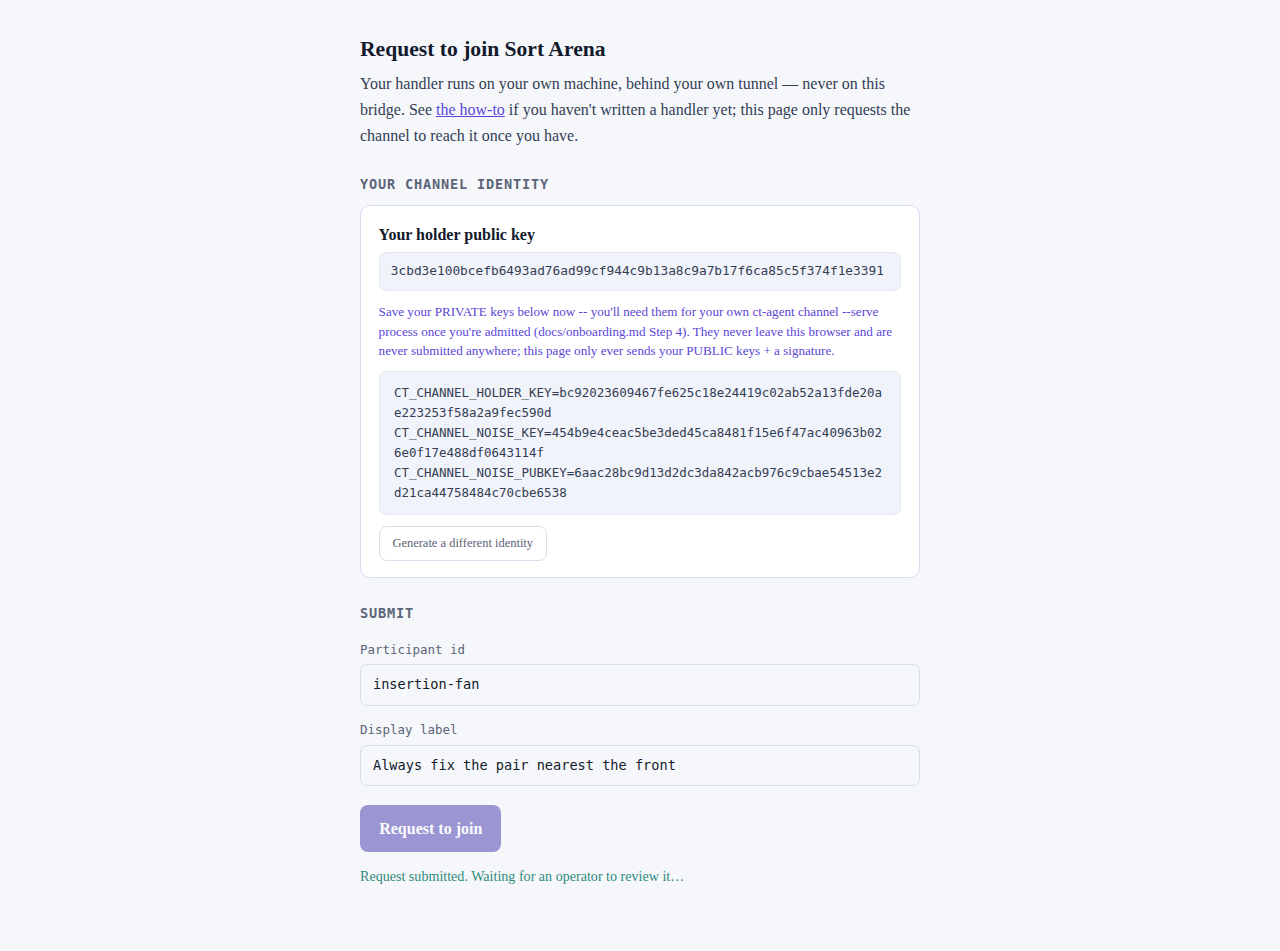 join.html after submitting: waiting for an operator to review the request, polling automatically